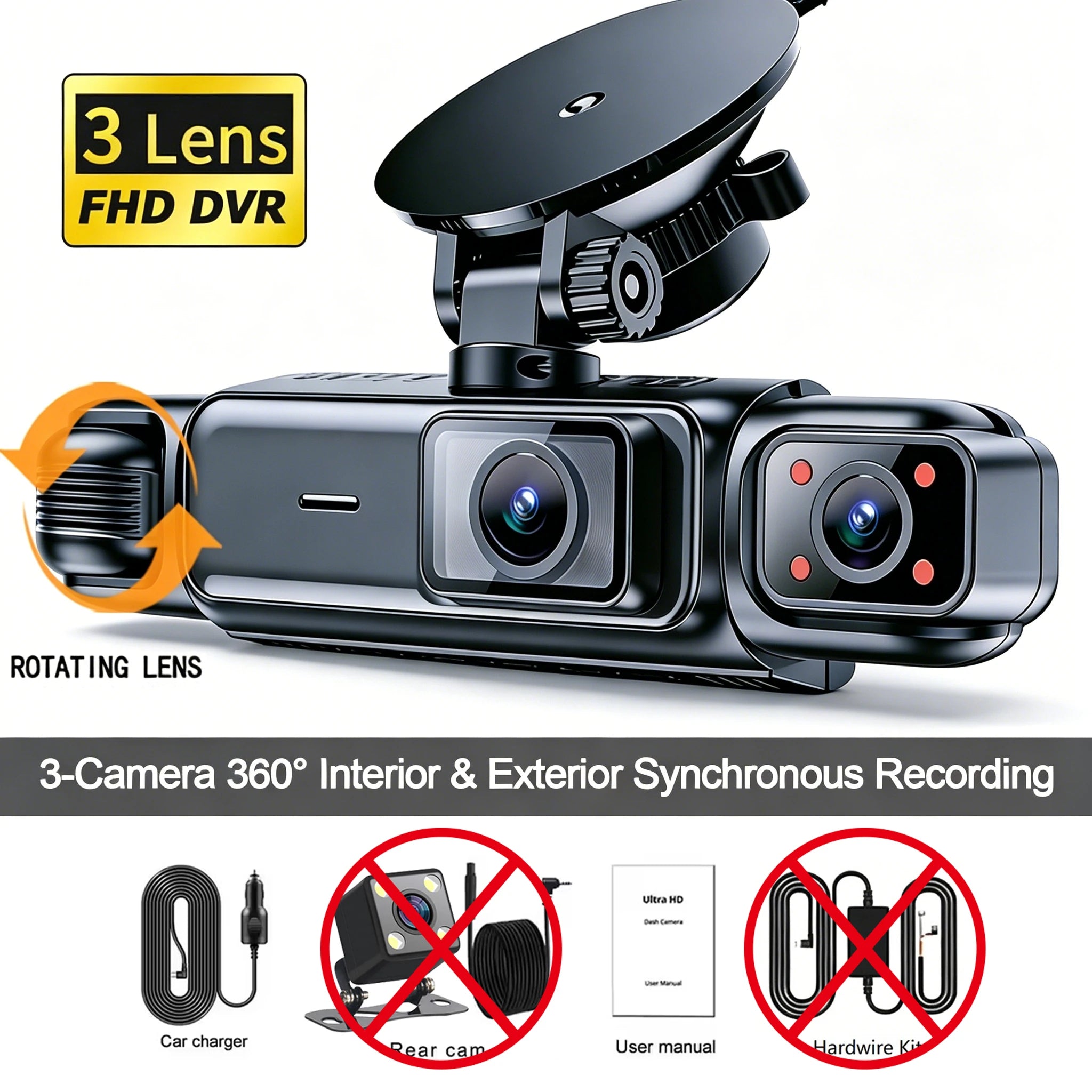 4 Channel 360° Dash Cam Black Box for Car Video Recorder DVR Camera FHD 1080P Night Vision Loop Recording 24H Parking Monitor