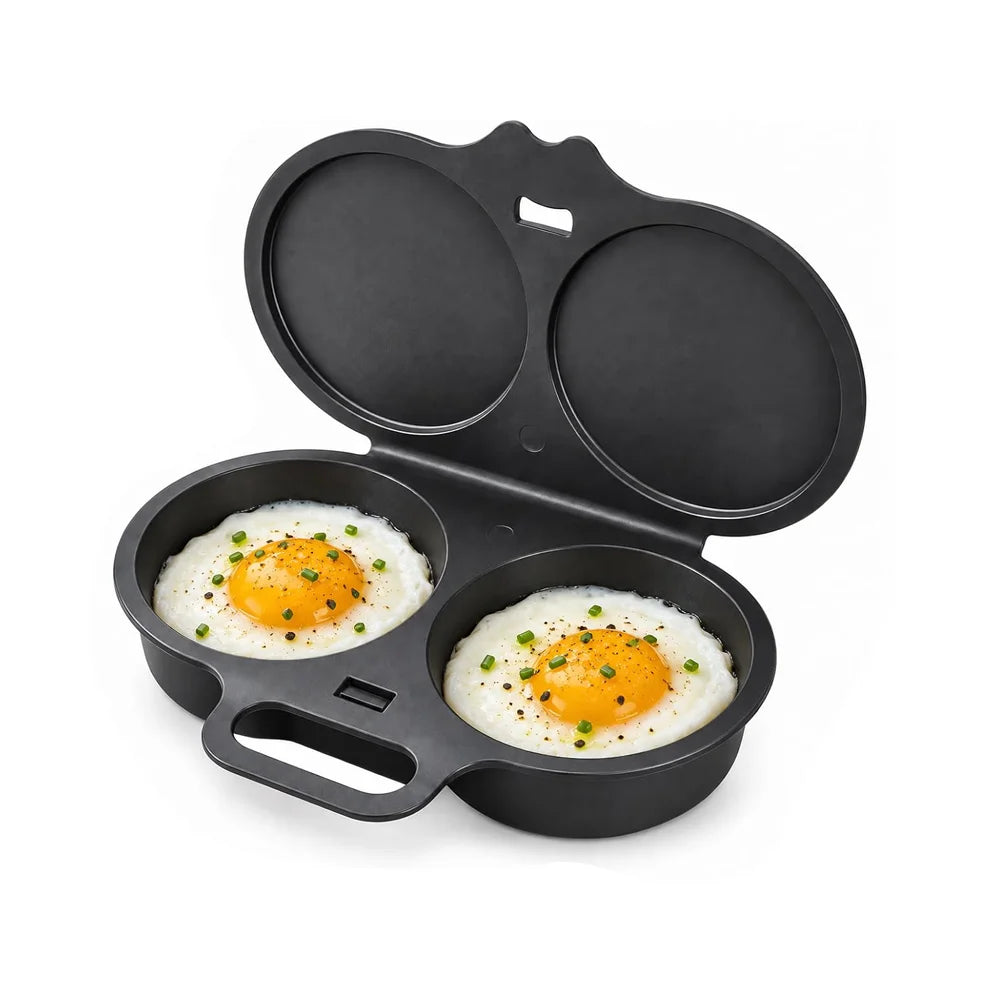 Microwave Egg Cooker Double Cavity Egg Poacher Food Grade Non Stick Egg Steamer Oil Free Breakfast Maker Reusable Kitchen Mold
