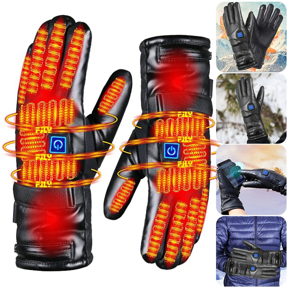 Heated Gloves 3 Levels Temperature Battery Powered Heating Gloves Cold Weather Thermal Motorcycle Gloves Outdoor Ski Accessories