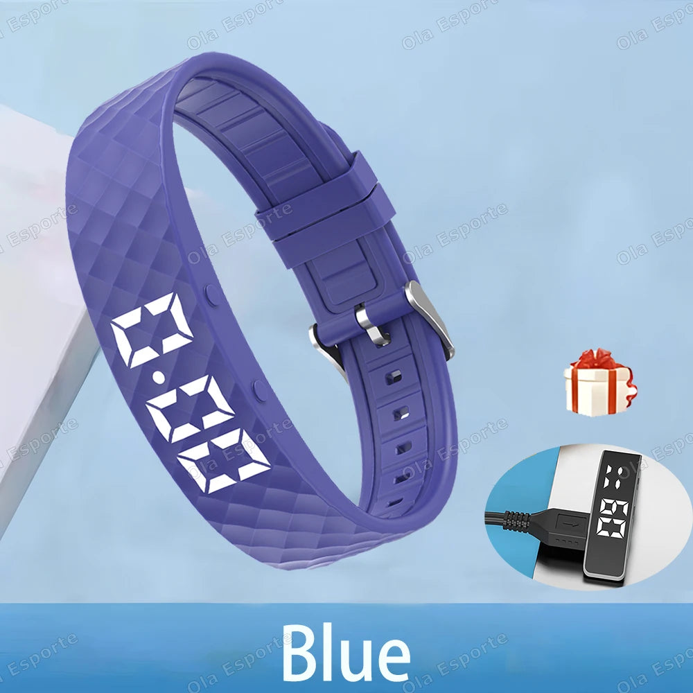 Vibrating Alarm Clock Watch Heavy Sleepers Silent Wake-Up Smart Bracelet Men Women Adjustable Wearable Vibration Wrist Band HW12