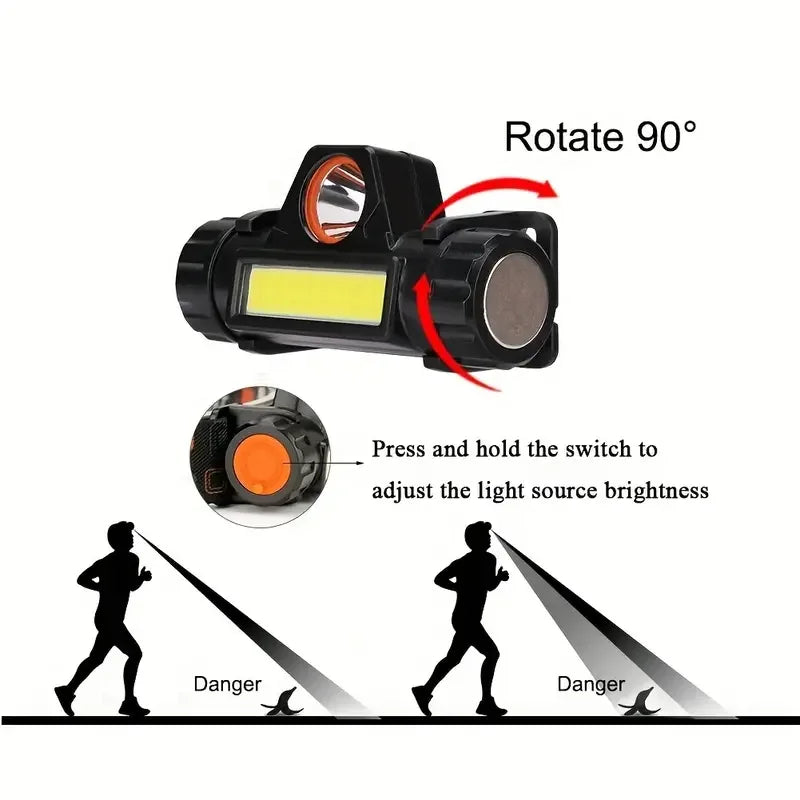 Rechargeable COB LED USB Headlamp Strong Magnetic Powerful Headlight Super Bright Waterproof Head Torch For Outdoor Fishing