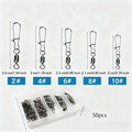 50pcs/box Stainless Steel Fishing Connector Pin Bearing Swivel Fishing Connector Rolling Swivel Lure Hook Accessories Tackle