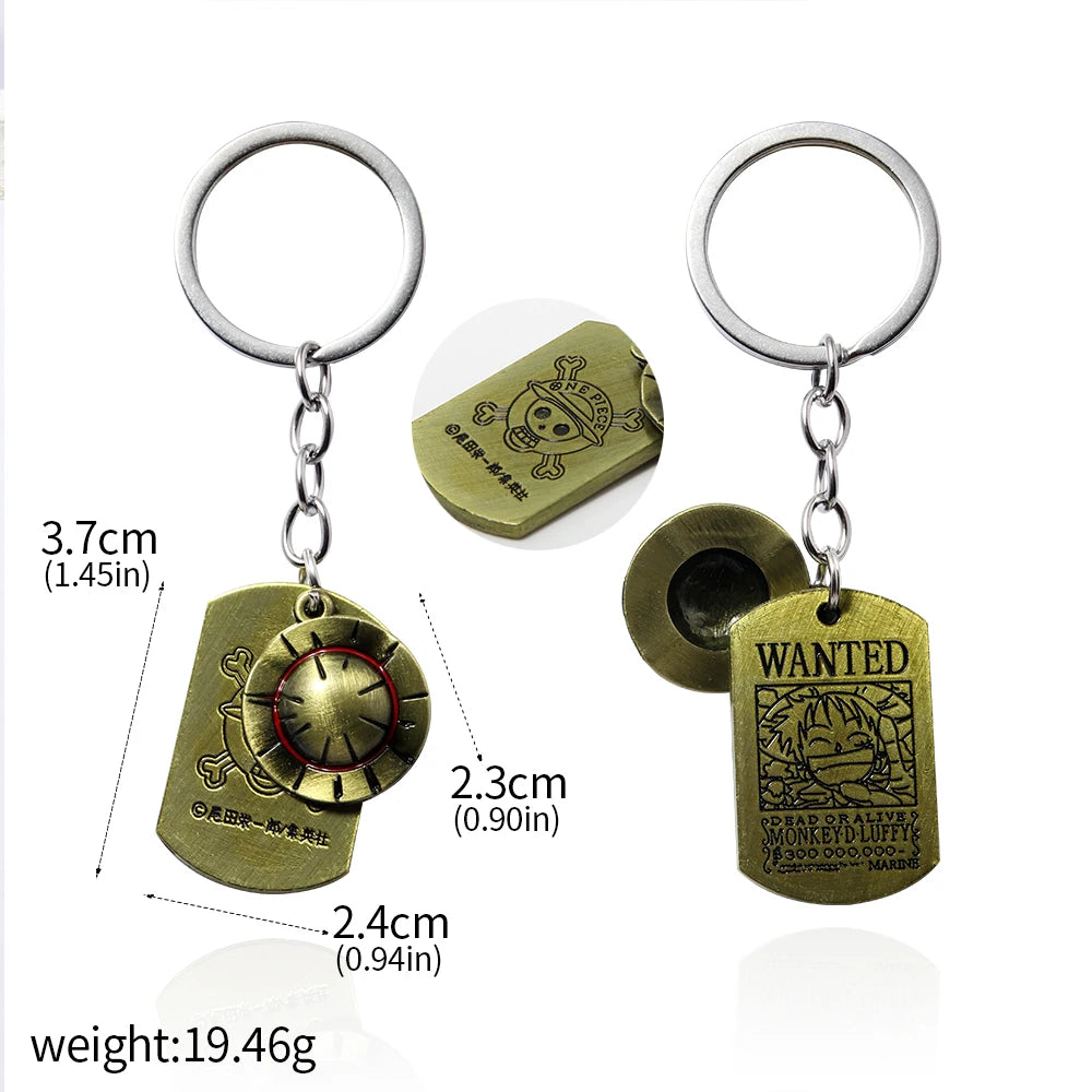 One Piece Luffy Straw Hat Keychain Rotatable Zoro Skull Metal Pendant Role-Playing Decorative Accessories Fan Jewelry Gift