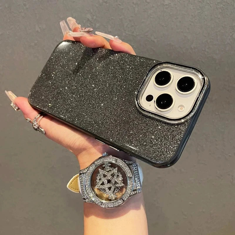 Luxury IMD Glitter Candy Color Hard Case For iPhone 16E 16 15 14 13 12 11 XS Max X XR SE 7 8 Plus Hybrid Silicone Soft PC Cover