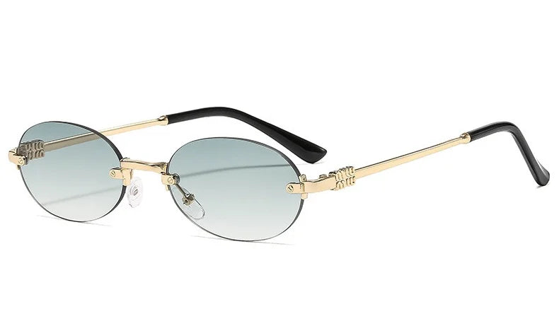 Light Luxury Rimless Oval Personalized Sunglasses, High-End Fashion Casual Sunglasses, Suitable For Outdoor Vacation Sunglasses