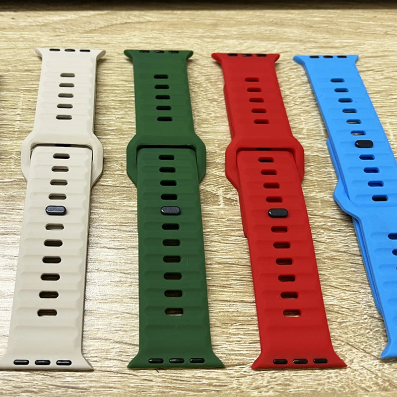 Silicone Strap For Apple Watch ultra2 Band 44mm 49mm 45mm 41-46-42mm 40mm sport correa bracelet iwatch Series 10 7 6 se 3 8 9 11