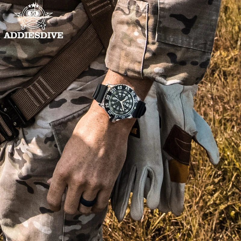 ADDIESDIVE Fashion Men's Analog Watches 50m Waterproof Luminous Tube Nylon Sports Men Military Wristwatches Quartz Watch For Men