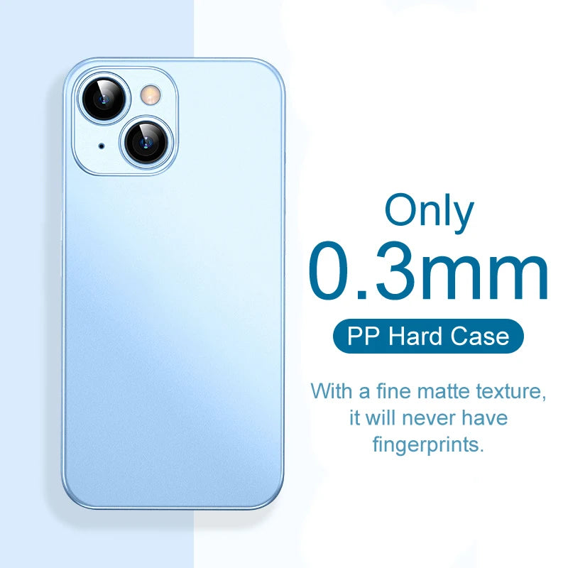 0.3mm Ultra Thin Matte Case For iPhone 16 15 14 13 12 mini 11 Pro XS Max X XR 7 8 Plus 16e Translucent Hard Frosted Cover Fundas