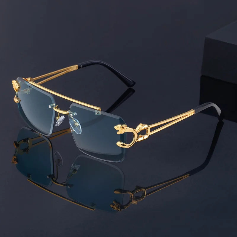 Vintage Luxury Golden Glasses Women's Punk Frameless High-End Men And Women Outdoor Eyewear Travel Anti Sun Glasses
