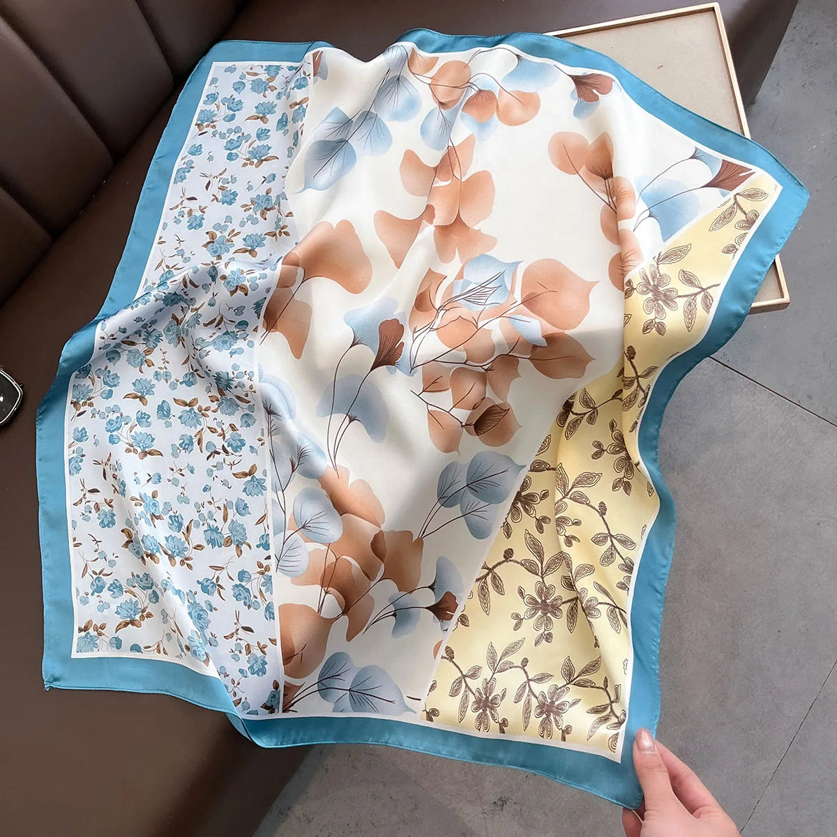 2025 New Yellow Lemon Print Square Silk Scarf for Women 70*70cm Neck Ties Fashion Decorate Neckerchief Female Hijab Bag Ribbions