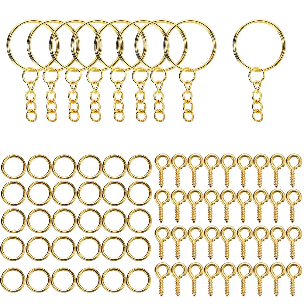 110Pcs Keychain Open Jump Rings Eye Pins Jewelry Making Accessories Kits for DIY Epoxy Resin Key Chain Key Ring Pendants