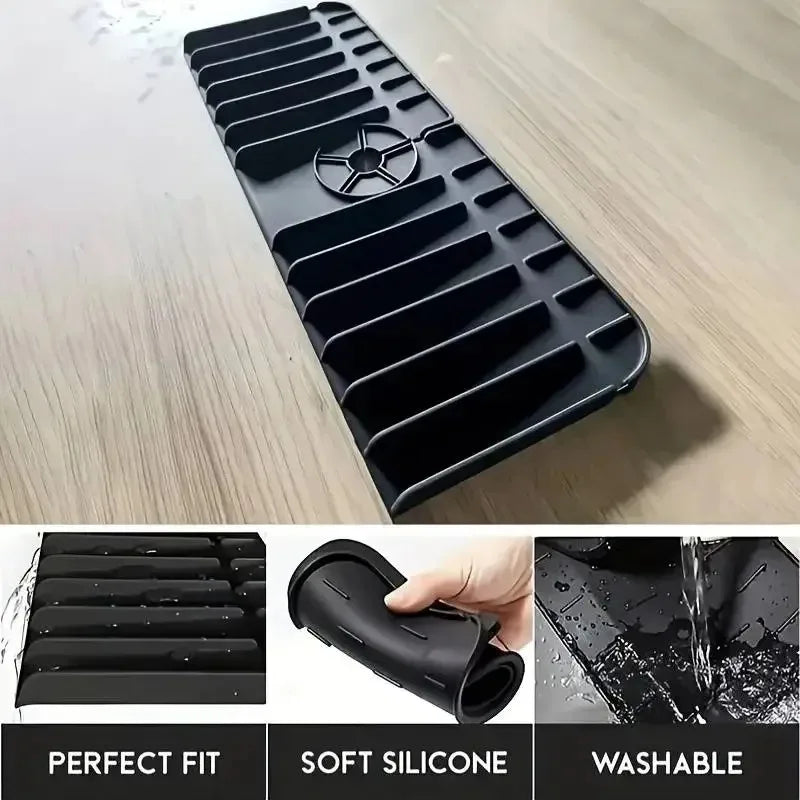 Silicone Faucet Splash Guard Mat, Sink Anti-Splash Water  Pad, Drip Catcher for Kitchen Bathroom Countertop, Drain Retaining Pad