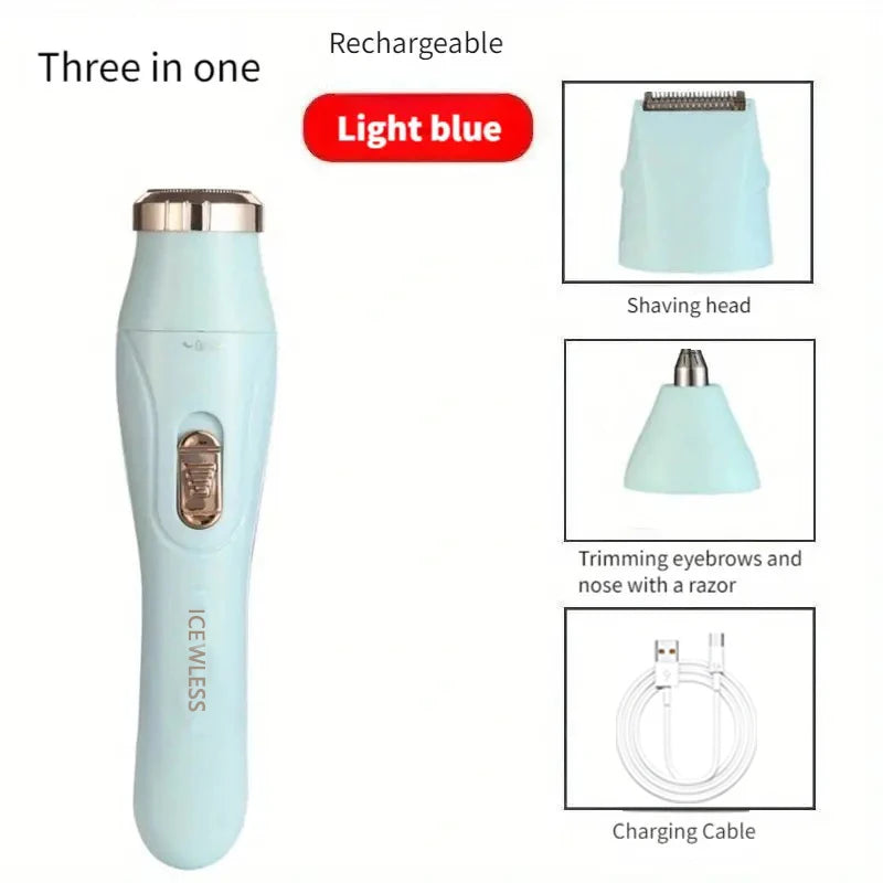 3-in-1 Electric Hair Removal Set, USB Rechargeable Nose Hair Trimmer, Underarm, Leg Hair, Nose Hair Removal Device