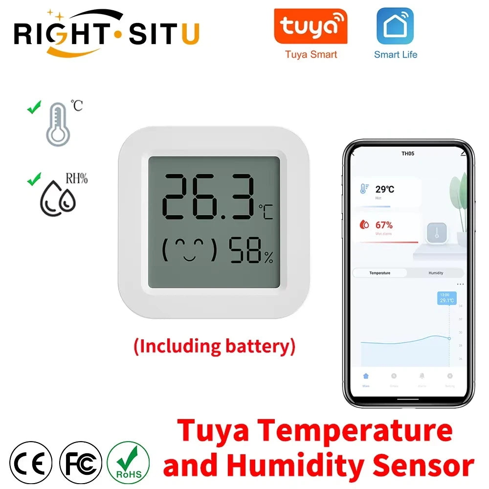 Tuya Temperature Humidity Sensor Mini LCD Display Compatible with BT APP Remote Control Thermometer Hygrometer