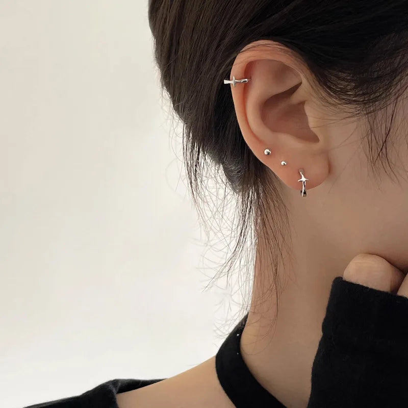 925 Sterling Silver Star Earring for Women Girl Personal Originality Trend Hip Hop Neutral Jewelry Gift Dropshipping