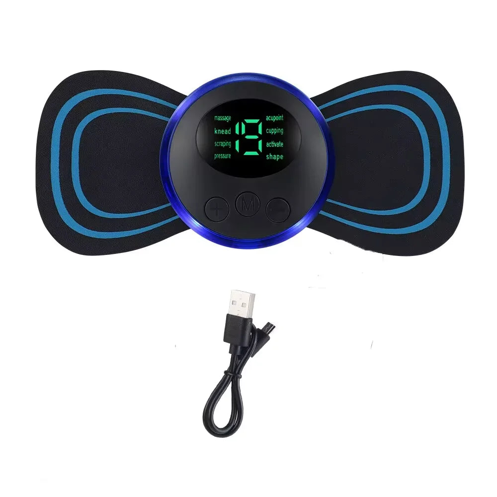EMS Neck Massager Mini Neck and Back Stimulator Massager Portable Gel Pad Sticker Thin