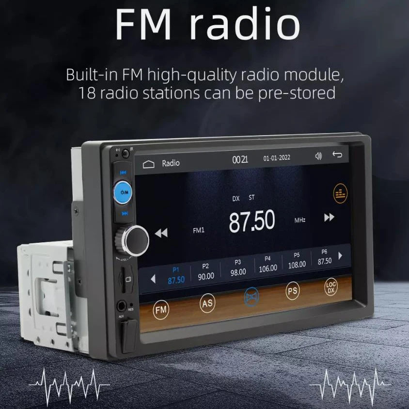 Universal 7" Single 1Din Touch Screen Stereo Bluetooth Car Radio For iOS/Android Carplay GPS With Handle Remote Control Camera
