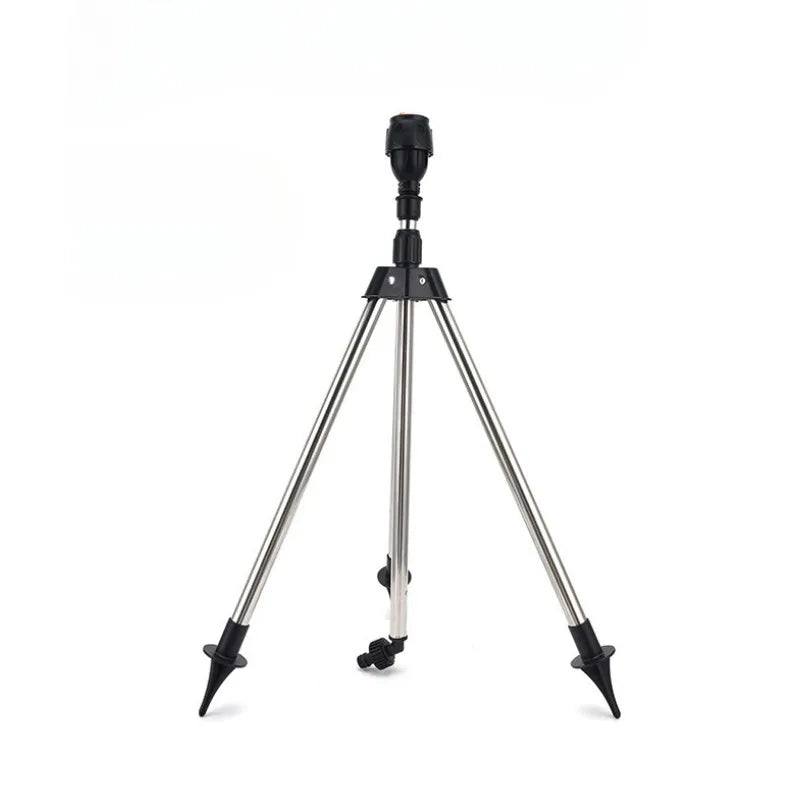 1 Set 360 Rotary Irrigation Tripod Lawn Garden Sprinkler Telescopic Support Sprinkler Head on Tripod Stainless Steel