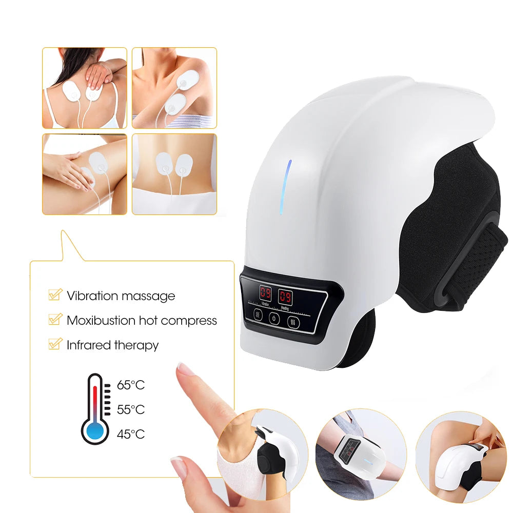Heated Knee Massager With 4 Heat & Vibration Cordless Adjustable Wrap for Leg, Elbow & Shoulder Soothing Warmth Relaxes Muscles