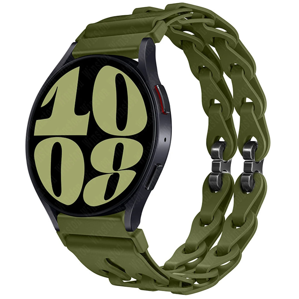 22mm 20mm Chain Strap for Samsung Galaxy Watch 7 6 5 4 6Classic Silicone Band for Huawei GT4 3Pro for Amazfit GTR 4/GTS Bracelet