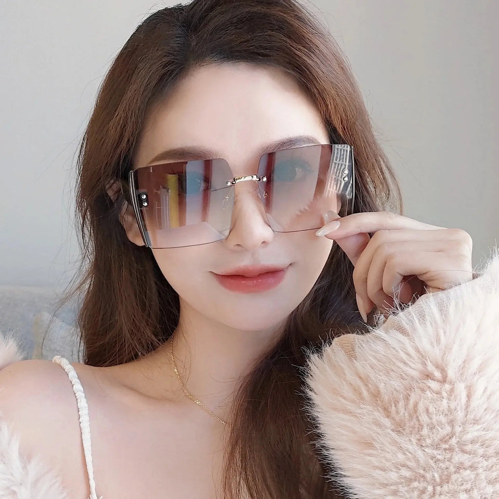 Fashion Gradient Frameless Women's High-end Sense Of Sunglasses
