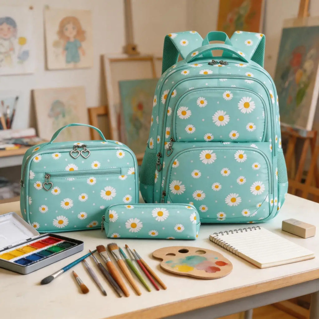 Hot Sale Student Daisy 3-Piece Set Bag Large Capacity Backpack College Style Lightweight Fashion Multi Compartment Lightweight Design