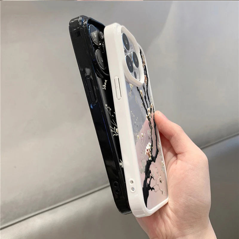 Plum Blossom Artistic Phone Case For IPhone 16 17 15 14 13 11 12 Pro Max 16E Air X XR XS 7 8 Plus TPU Shockproof Cover Funda