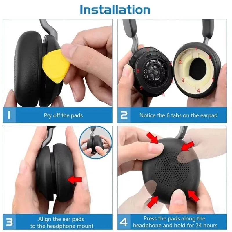 1 Pair Replacement foam Ear Pads pillow Cushion Cover for jabra ELITE 45H Evolve2 65 Headphone Headset EarPads