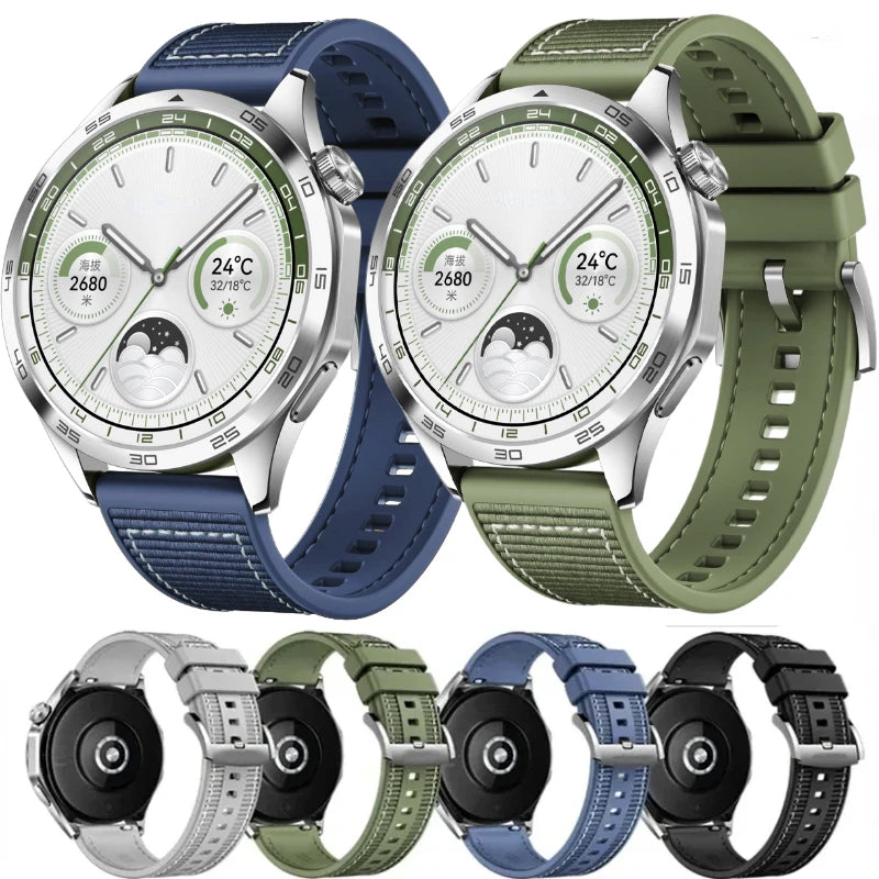 22mm Composite Silicone Strap For Huawei Watch 5 GT4/5 46mm Official Nylon Braided Bracelet Band Huawei Watch 4/GT5-4-3 Pro Belt