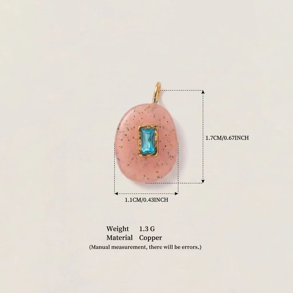 Luxury Fashion December Birthstone Colorful Zircon Geometric Pendant DIY Handmade Stainless Steel Color Retention Women Jewelry