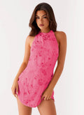 Women's Holidays Summer Halter Dress Shiny Sequins Beading Floral Backless Casual Slim Fit Neck-mounted Mini Dress