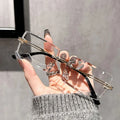 Chic Rectangle Rimless Clear Lens Glasses for Women Minimalist Fashion Eyewear Metal Frame Square Shape