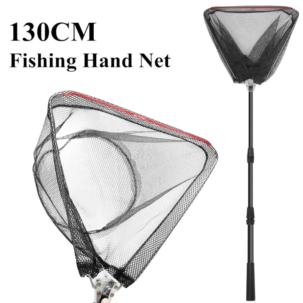 190cm 92cm 55cm Telescopic Landing Net Folding Fishing Pole Extending Fly Carp Course Sea Mesh Fishing Net For Fly Fishing