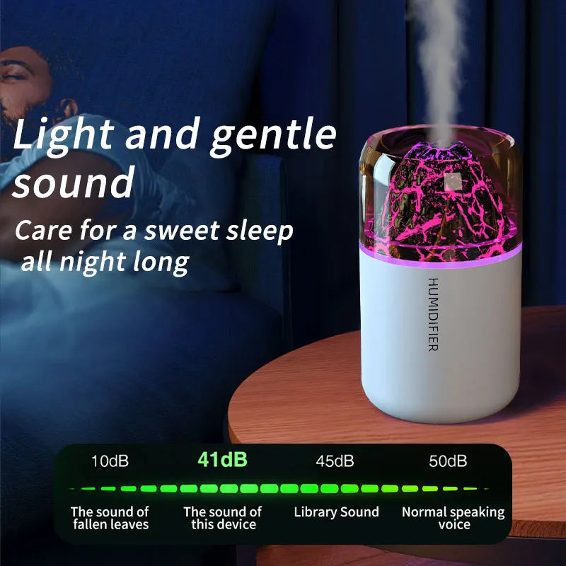 The simulated volcanic color lamp humidifier USB aromatherapy diffuser is suitable for use in cars, homes, bedrooms, as a gift,