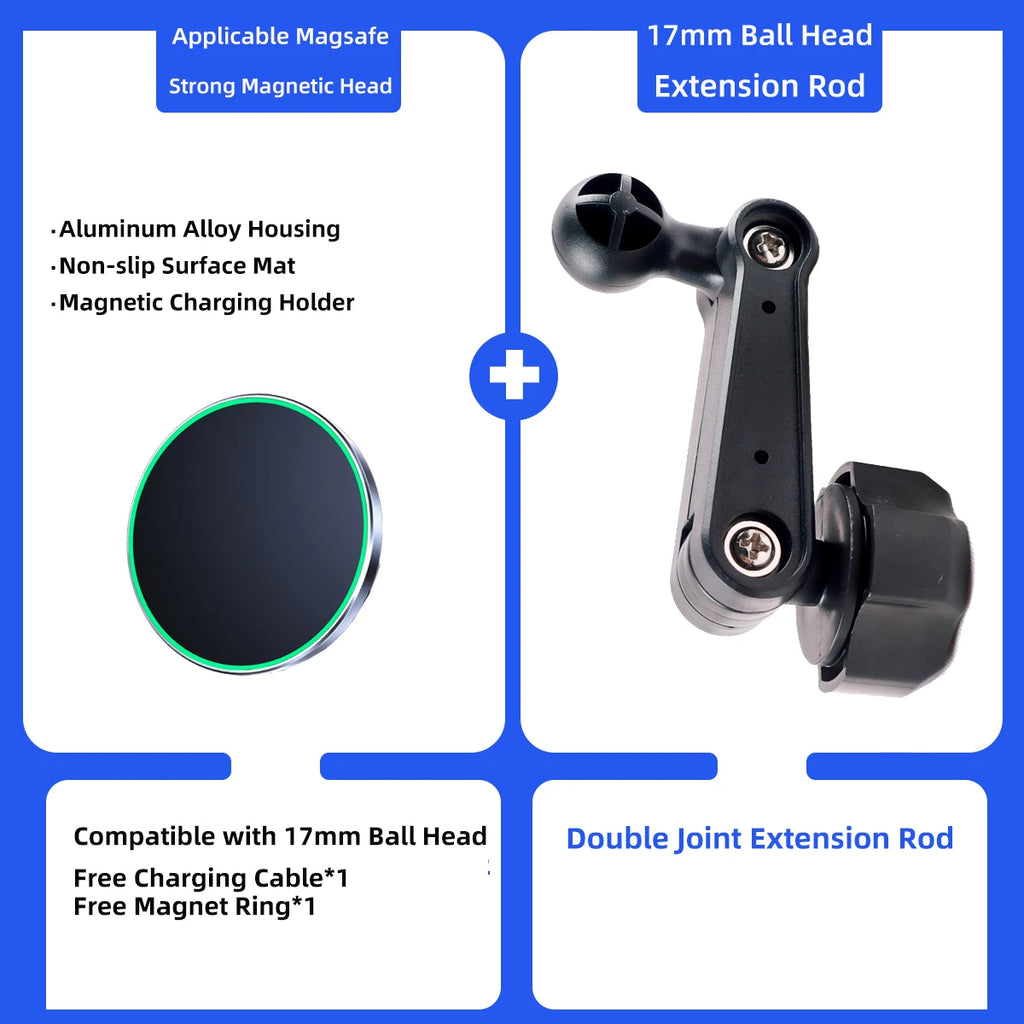 Car Phone Holder 17mm Universal Ball Head Extension Rod Air Outlet Display Adapter Extension Arm Modification Accessories