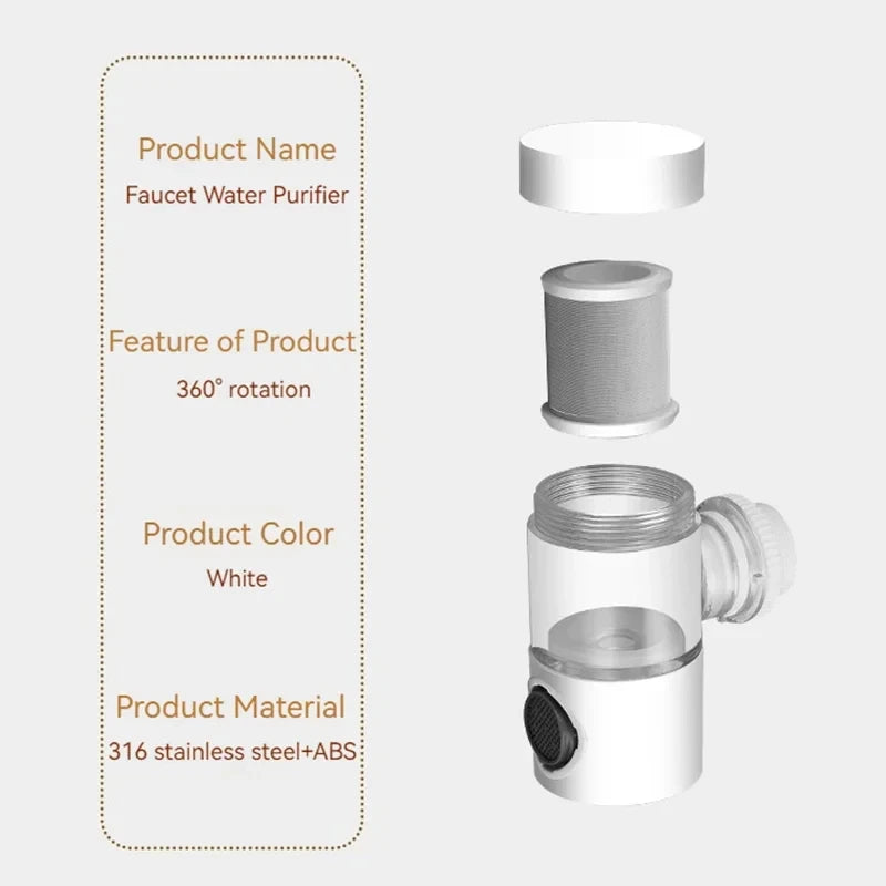 HOEFISHFaucet Filter Splash Proof Tap Water Purifier Filtration And Pressurization 720 Degree Rotating Universal Extension Nozzl
