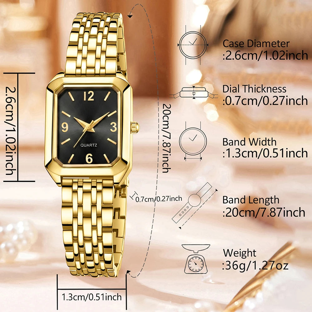 5Pcs/Set Unisex Jewelry Watches Women's Wristwatch Accessories Gold Fashionable Elegant Trendy Classic Exquisite Luxury Quartz Watches Y2K Party Gathering Daily Wear Birthday Holiday Gift Travel Vacation