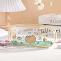 Cartoon Capybara Pencil Case Transparent Waterproof Zipper Pen Pouch Large Capacity Stationary Organizer Bag School Supplies