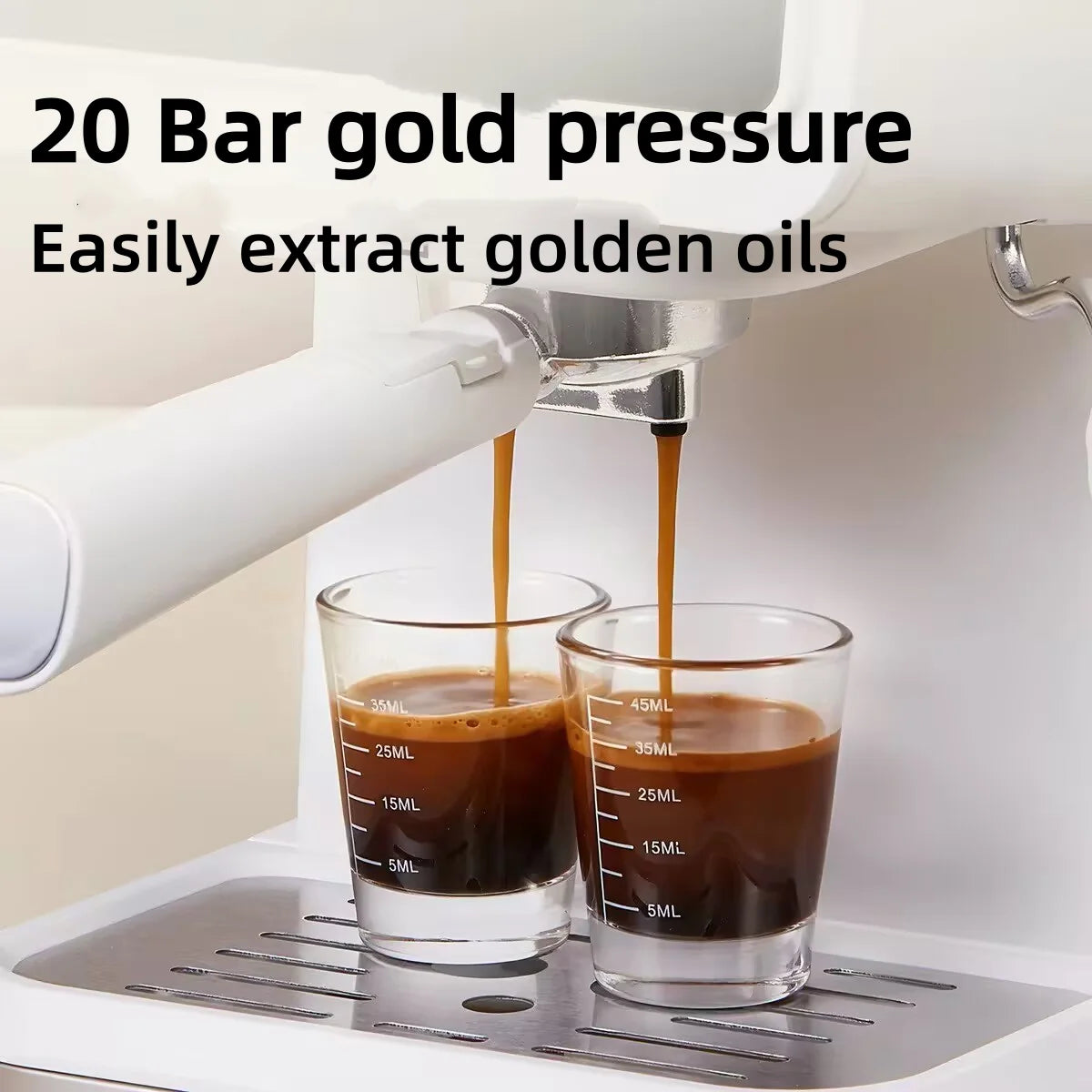 20Bar Espresso Machine, Steam Milk Frother Coffee Maker with Fast Heating, Compact Semi-Automatic Cappuccino Brewer for Home Off