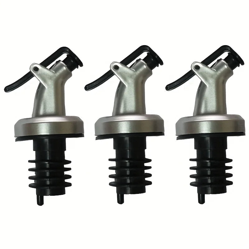 3pcs Oil Bottle Stopper Controllable Sealing Oil Bottle Nozzle Seasoning Soy Sauce Vinegar Bottles Mouth Stoppers No Oil Leakage