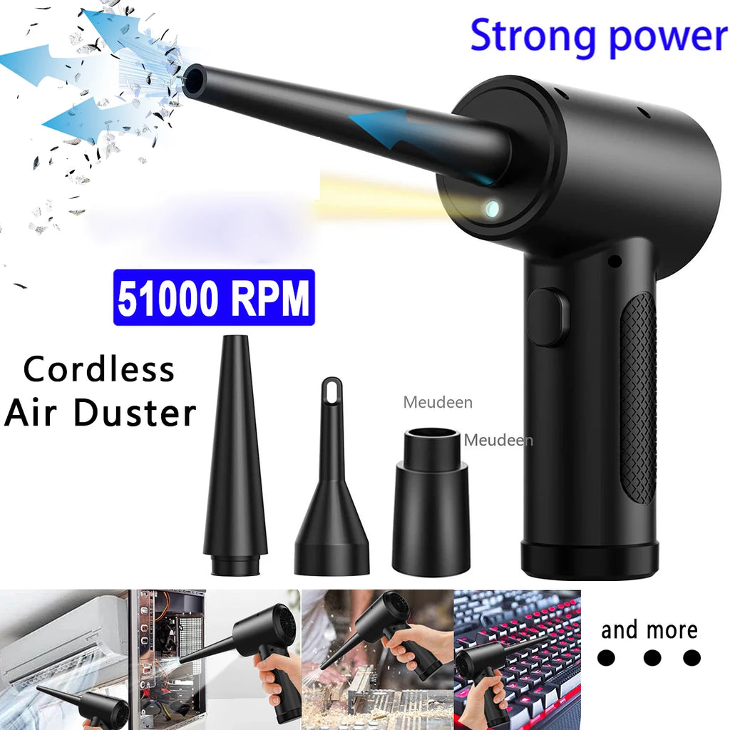 Electric Wireless Air Duster Compressed Air Blower Gun 51000RPM Type-C Air Duster For Computer Keyboard PC Clean Gadget Blower