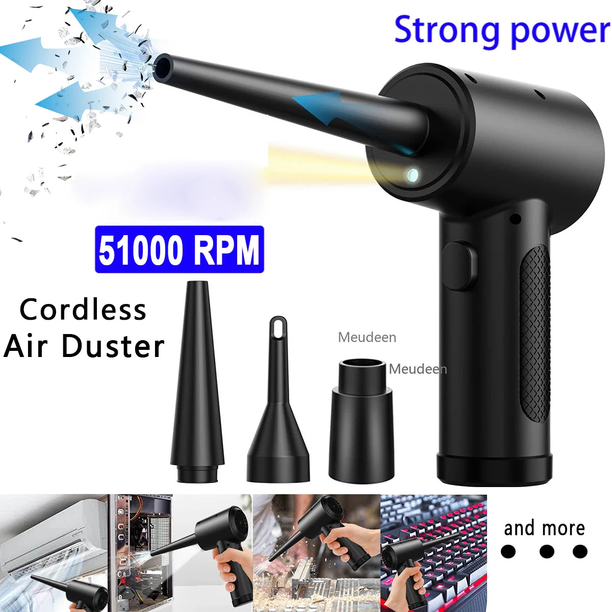 Electric Wireless Air Duster Compressed Air Blower Gun 51000RPM Type-C Air Duster For Computer Keyboard PC Clean Gadget Blower