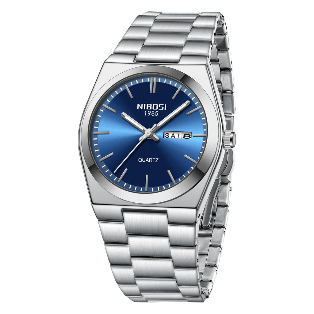 NIBOSI Luxury Watch For Man Waterproof Luminous Date Week Stainless Steel Men Watch Casual Quartz Men's Watches Male Clock+box