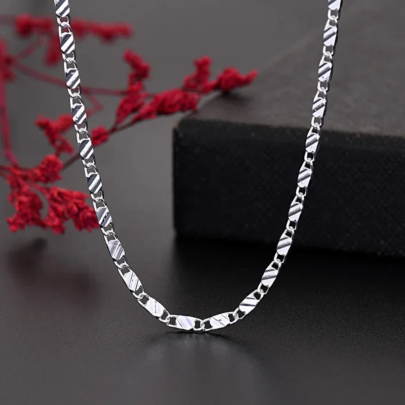 18K Gold 16/18/20/22/24/26/28/30 Inch Figaro Chain Necklaces For Women Luxury Designer Jewelry Free Shipping