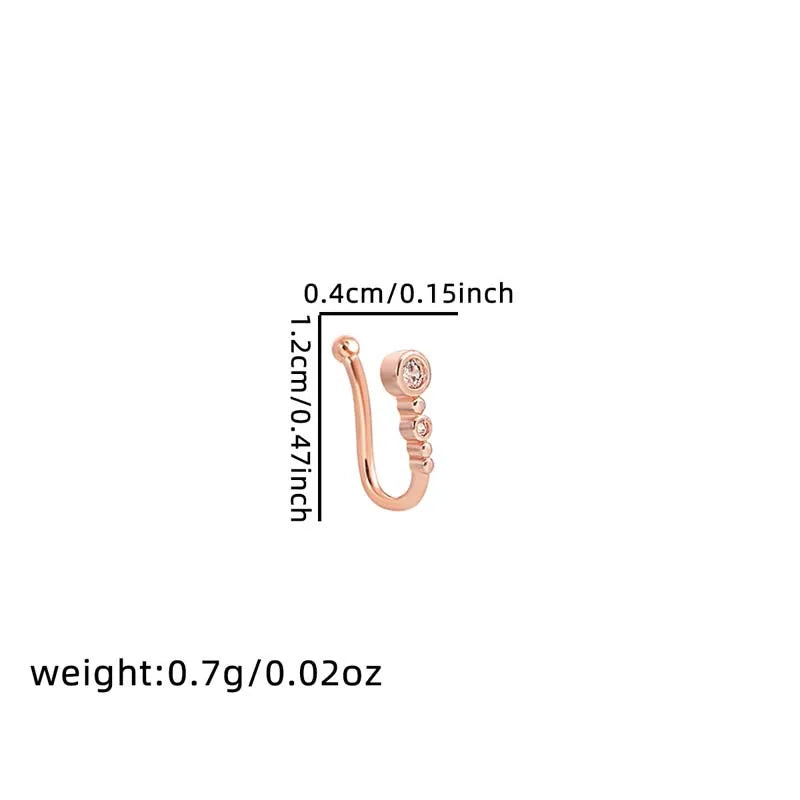 1Pc Chic U-Shape Non-Piercing Nose Ring for Women Simple Hip Hop Shiny Zircon Fake Nose Clip Body Piercing Jewelry Accessories