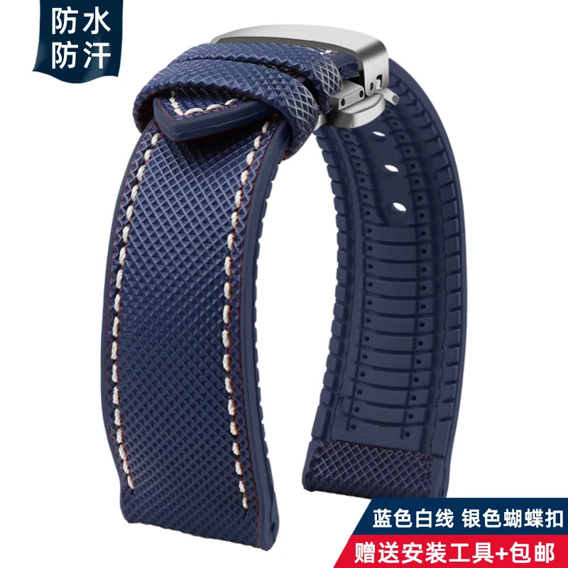 For Longines Seiko water ghost Hamilton series nylon rubber Bottom watch strap 20mm 22mm 23 Strap Men soft Waterproof Wrist Band