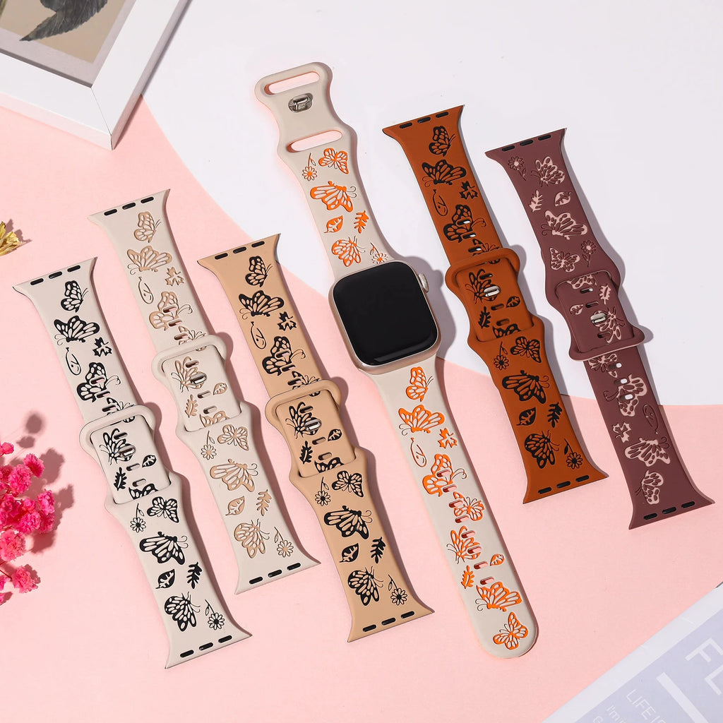 Sport Band For Apple Watch Straps 45mm 44mm 42mm 49mm 40 41mm 46mm Engraved correa bracelet iwatch Series 8 10 11 7 9 6 SE Ultra