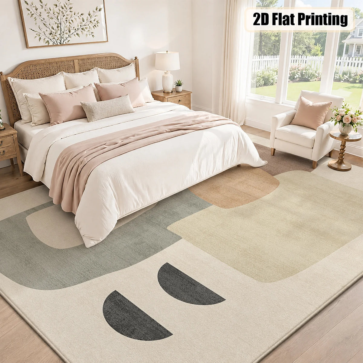 Large Abstract Geometric Area Rug, Soft Velvet Low Pile with Non-slip Dotted Backing, Machine Washable Neutral Modern Indoor Floor Carpet for Living Room Bedroom Decor