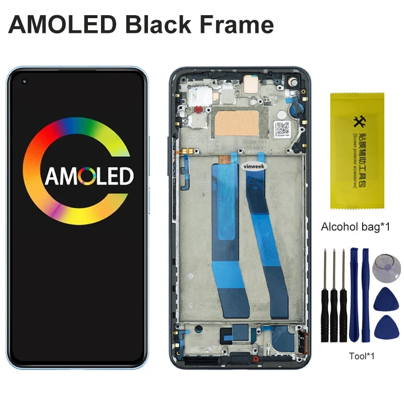 AMOLED Screen for Xiaomi 11 Lite 5G NE LCD Display Screen Touch Panel Digitizer Assembly for Mi 11 Lite 5G NE 2109119DG 2107119D