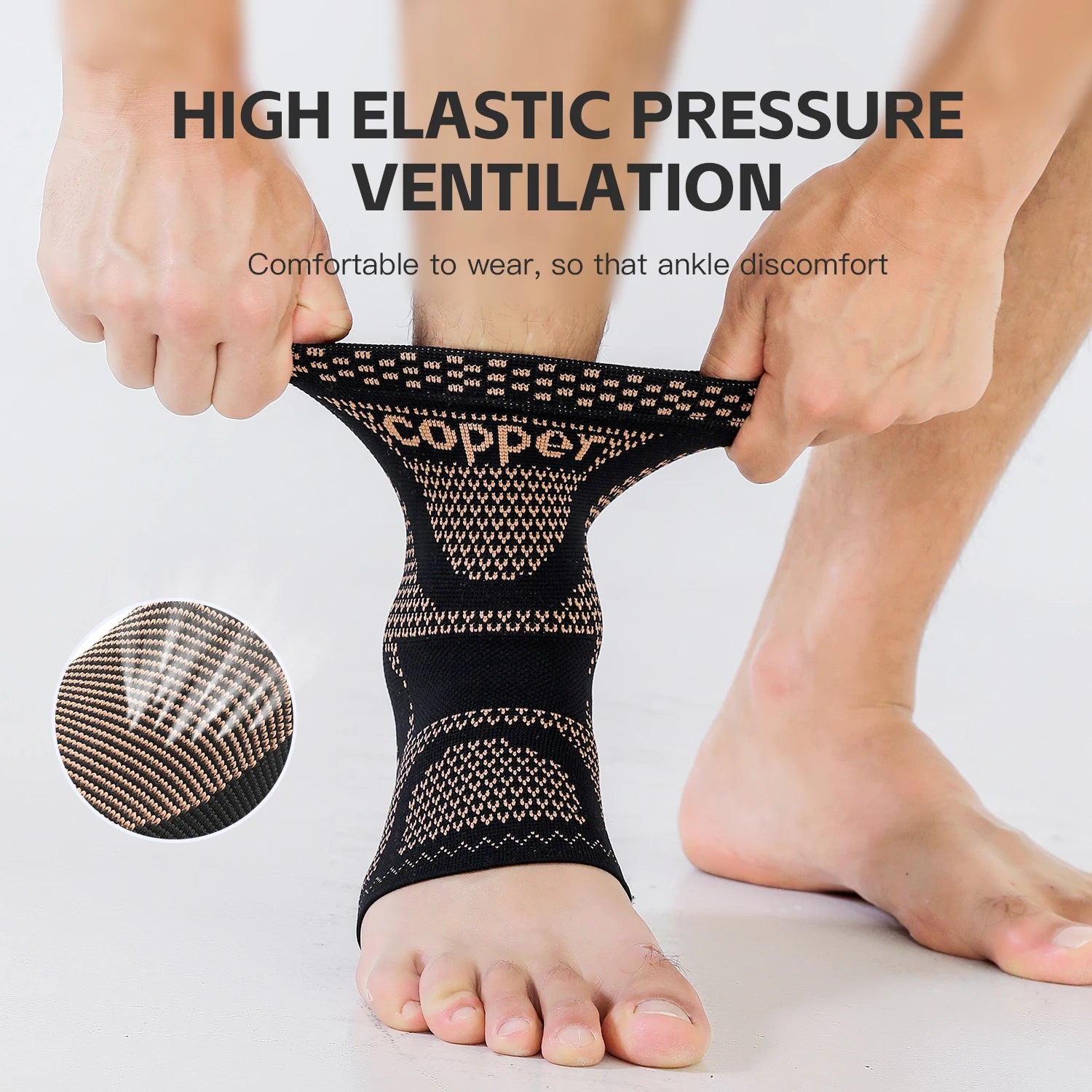 Copper Ankle Brace,Infused Ankle Support Compression Sleeve for Men Women,for Foot Pain,Sprained Ankle,Recovery,sports